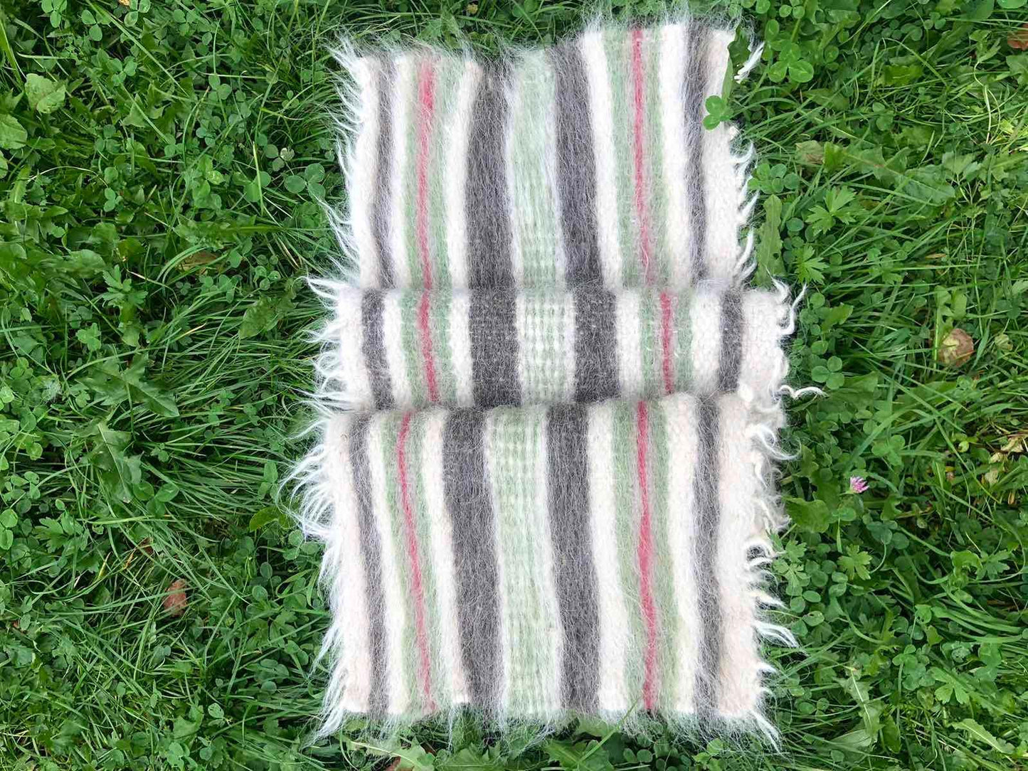 Wool Rug 186×70cm, Neutral Tones with Geometric Motifs, Bedside Rug