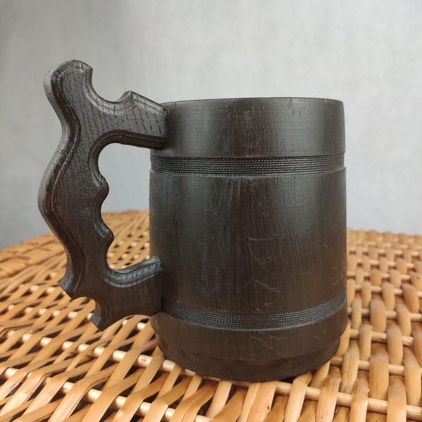 Handmade Oak Wood Beer Mug Set with Stainless Steel Liner – 600ml Rustic Wooden Tankard – Set of 2, 3, or 6 – Viking Style Gift for Him