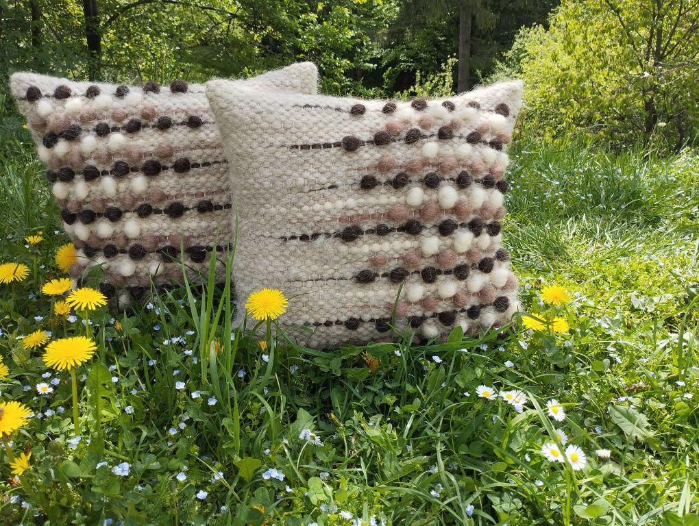 Set of premium handmade wool cushions made from natural, soft wool, ideal for adding comfort and elegance to any space.